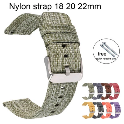 Woven Nylon Strap 20mm 22mm 18mm Sports Canvas Fabric Watch Band Wristband Belt - Image 1 of 4