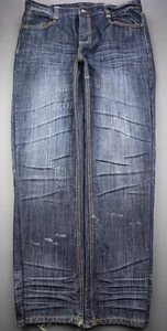 Men's Carbon Black Jeans Skinny Thick Stitch Cotton Distressed Sz 36 (Msr 38x32) - Picture 1 of 13