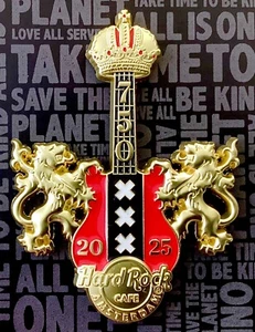 2025 HARD ROCK CAFE AMSTERDAM 3D 750TH CITY ANNIVERSARY FLAG GUITAR LE PIN - Imagen 1 de 5