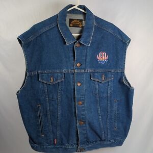 Men's Hank Williams Jr. Collections Denim Jean Vest Size XL Vtg Jim Bean USA