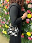 Women's Houndstooth Top Handle Handbag Crossbody Handbag