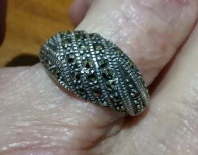 Anillo antiguo de plata y marcasita Foto 1 de 2