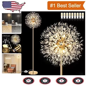 Tall 69'' Antique Brass Crystal Floor Lamp with 738PCS K9 Crystals & LED Bulbs - Picture 1 of 10