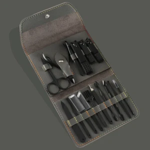 CANNI 16 Piece Manicure Pedicure Nail Care Set Cutter Clippers Kit Grey Case - Picture 1 of 10