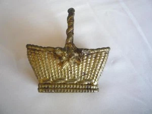 Antique 18th or early 19th century Miniature Bronze Dore Basket  4"x 3.5" - Picture 1 of 11