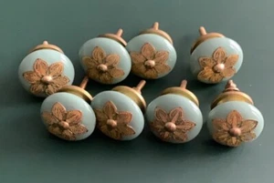 8 Vintage Porzellan Keramik Viktorianischer Stil Schublade Blume Zugknopf Griffe Lot - Bild 1 von 5