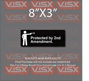 Protected by 2nd Amendment. MAGNET Bumper sticker funny Gun security NRA rights - Imagen 1 de 1