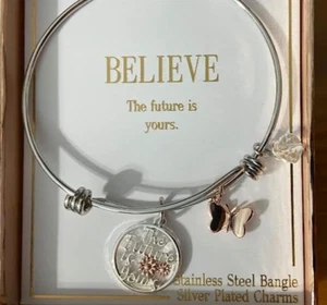 BELIEVE "The Future Is Yours" EXPANDABLE Charm BRACELET Footnotes NIB! - Picture 1 of 7