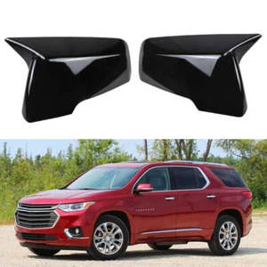 For 2018-2023 Chevy Traverse Pair Gloss Black Ox Horn Side Mirror Cover Trim Cap - Picture 1 of 5
