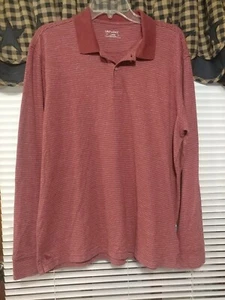 Untuckit rot gestreiftes Langarm Poloshirt Made in Peru Große L  - Bild 1 von 9