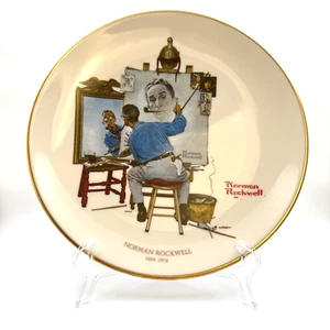 Placa conmemorativa triple autorretrato Norman Rockwell sábado noche post Gorham - Imagen 1 de 21