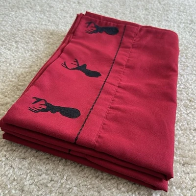 2 красные наволочки черный олень кайма деревенский фермерский дом праздничное постельное белье декор - Изображение 1 из 4