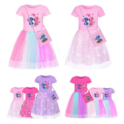 Girls Stitch Angel Dress Star Rainbow Princess Birthday Party Fancy Tulle Skirts - Image 1 of 4