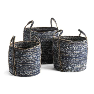 Aufbewahrungskörbe aus recyceltem Denim - rund 3er Set - Bild 1 von 24
