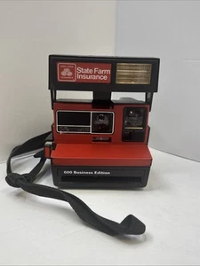Vtg Polaroid 600 Business Black and Red Instant Camera State Farm Logo UNTESTED - Picture 1 of 6