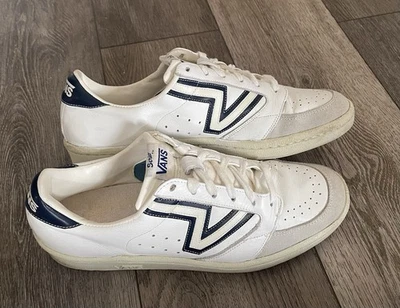 HTF 80’s Vans Serio Court White & Navy Leather Model # 152 Casual Sneakers Sz 10 - Image 1 of 4