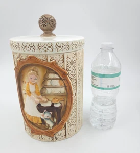 1978 Sears Roebuck & Co Pioneer Woman Baking Cookies & Kitty Cat Canister W/lid - Picture 1 of 8