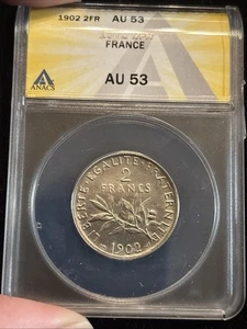 1902 Frankreich 2 Francs Silber Au53 Anacs fast unzirkuliert - Bild 1 von 20