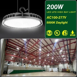 200W -30000LM UFO LED High Bay Light 0-10V Dimmable Warehouse Barn Shop Lighting - Picture 1 of 13