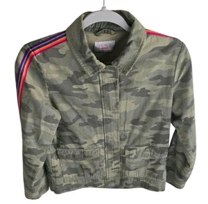 The Children's Place Girl's Rainbow Side Stripe Camo Jacket Size XL  Sage #279 - Picture 1 of 4