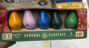 ge c7 1/2 christmas bulbs vintage multicolor Blue Green Yellow Pink New Box - Picture 1 of 4