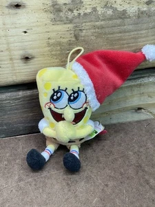 Spongebob Squarepants Jolly Elf Santa Hat TY Jingle Beanies 2007 Christmas Plush - Picture 1 of 10