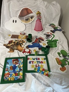 Mario Bros Party Decoration Paper Theme Princess Peach Mario Luigi Wall 19 Piece - Picture 1 of 24