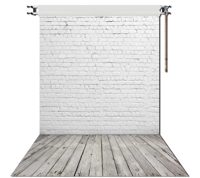 5X7英尺白色砖墙摄影必备乙烯基背景广告DIY — 第 1/4 张图片