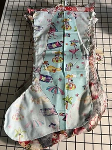 bucilla Christmas Stocking fabric liner Beach Theme On Light Blue Color Fabric - Picture 1 of 2