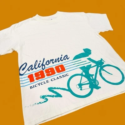 Camiseta Gráfica Estilo Retro Ciclismo Bicicleta California 1990 Hombre Grande Foto 1 de 4