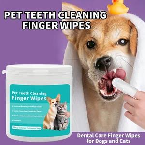 Toallitas para limpieza de dientes y cuidado de oídos para mascotas | Eliminación de ácaros de oreja de perro gato y punta de dedo - Imagen 1 de 6