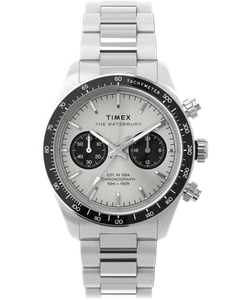 Timex Silver Mens Chronograph Watch Waterbury Heritage TW2Y19200 - Picture 1 of 8