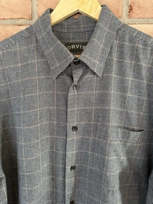 Orvis Para Hombre Talla XL Cuadros Lujo Lana Merino Mezcla Algodón Cuello Abotonado Foto 1 de 4