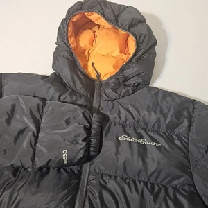 EDDIE BAUER 650 Channel Down Teal Gray Hooded Lightweight Packable EB Jacket M - Picture 1 of 11