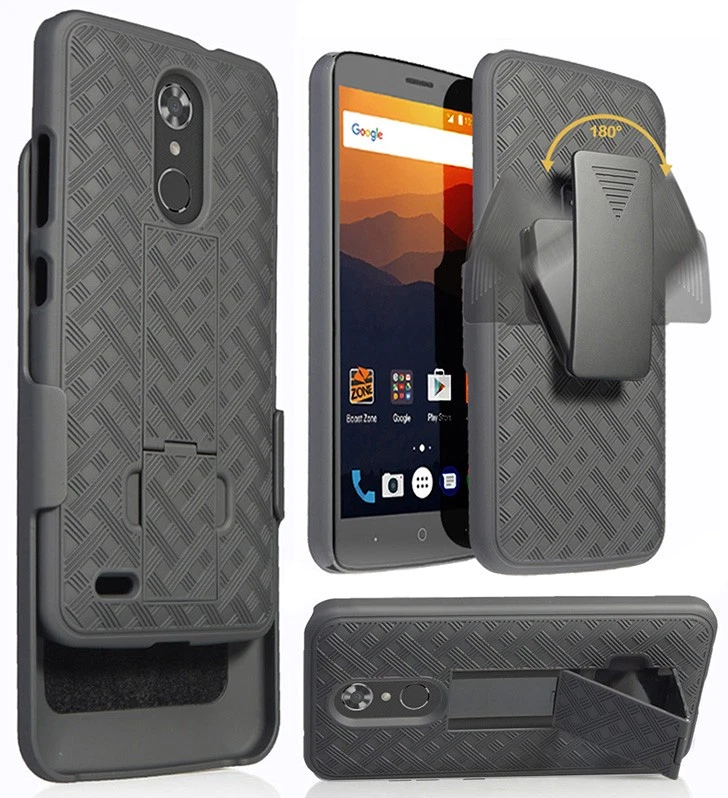 Black Kickstand Case Cover + Belt Clip Holster for ZTE MAX XL N9560 - Image 1 of 4