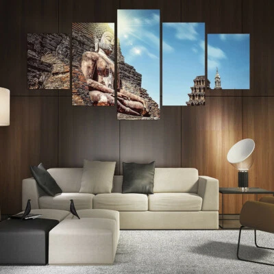 Póster grande de arte de pared con impresión en lienzo de 5 piezas de Buda Gautama decoración del hogar Foto 1 de 4