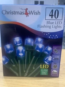 CHRISTMAS WISH 40 LED BLUE FLASHING lights indoor SUPER ENERGY SAVING TREE - Picture 1 of 9
