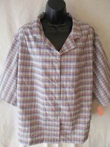 Professional Uniforms Polyester 3XL Red Plaid Short Slve Scrub Top NWOT - Picture 1 of 3