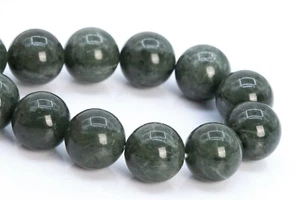 12MM Genuine Natural Deep Green Rutilated Quartz Grade A+ Round Loose Beads 8" - Bild 1 von 3