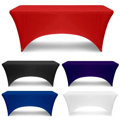 6FT Rectangular Tight Fit Table Cover Spandex Stretch Trestle Tablecloth Wedding - Image 1 of 4