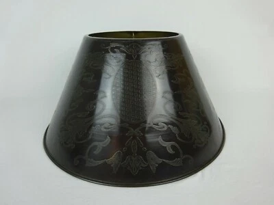 Vintage Large Brass Lamp Shade ~Tole / Bouillotte Lamp Style~ Deco Style Etched  - Image 1 of 4