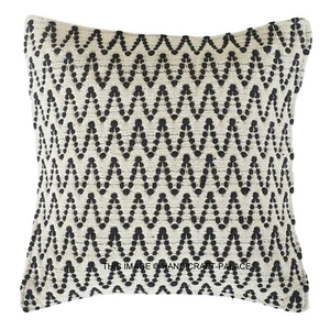 Hand Woven Rug Pillow Case 18x18 Vintage Handmade Cotton Throw Cushion Cover - Picture 1 of 3