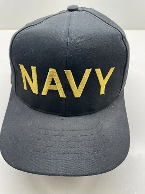 Black / Gold US Navy Hat Adjustable USN Embroidered Military Baseball Cap - Image 1 of 4