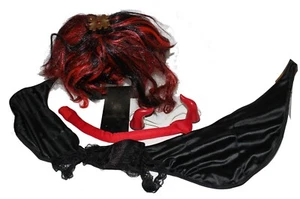 Punk Devil Black Wings Red Black Wig Red Tail Red Horns Women Small Hallowee - Picture 1 of 8