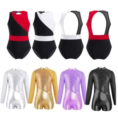UK Kids Girls Dance Jumpsuit Leotard Gymnastics Ballet Yoga Performance Unitards