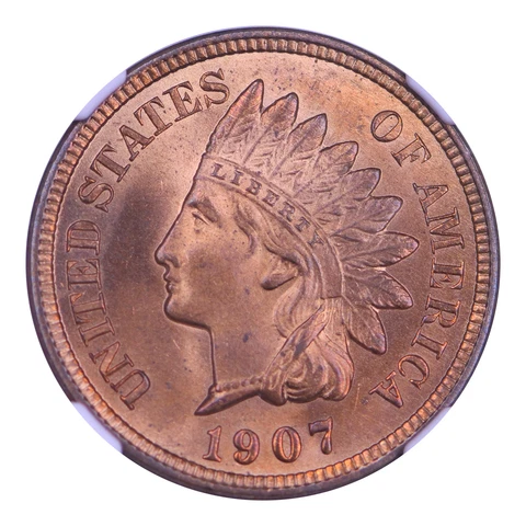 1907 Indian Head Cent NGC MS65RD Cover