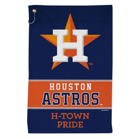 HOUSTON ASTROS ALL PURPOSE GOLF TAILGATE TOWEL 16"X25" HOOK AND GROMMET Cover