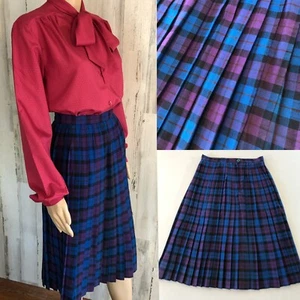 vtg 60s 70s Dutchmaid Plaid Pleated Skirt Sz 28 Short Orlon Made in USA - Picture 1 of 17