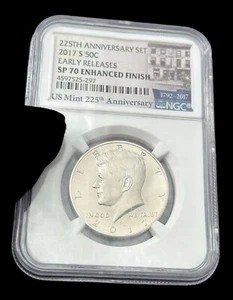 American Kennedy coin 50C 2017-S Graded Enhanced Finish Half Dollar NGC SP70 - Picture 1 of 2