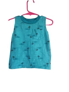 Wonder Nation Sz 2T Sleeveless Tropical Design Tank Tshirt Pocket Turquoise - Picture 1 of 6